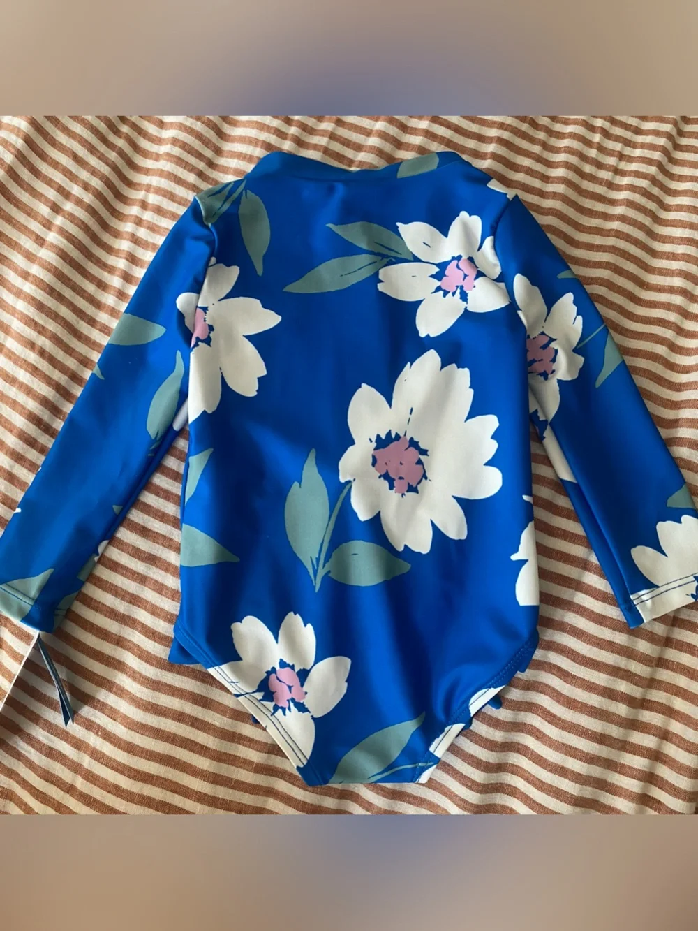 NWT Carter's Blue Floral long sleeve swim suit Pink white button snap zipper 9m